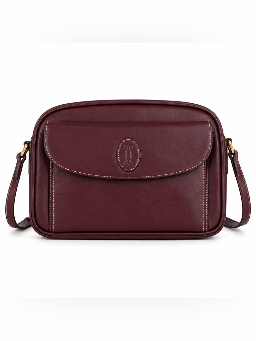 Vintage Cartier Must de Cartier Bordeaux Leather Shoulder Bag